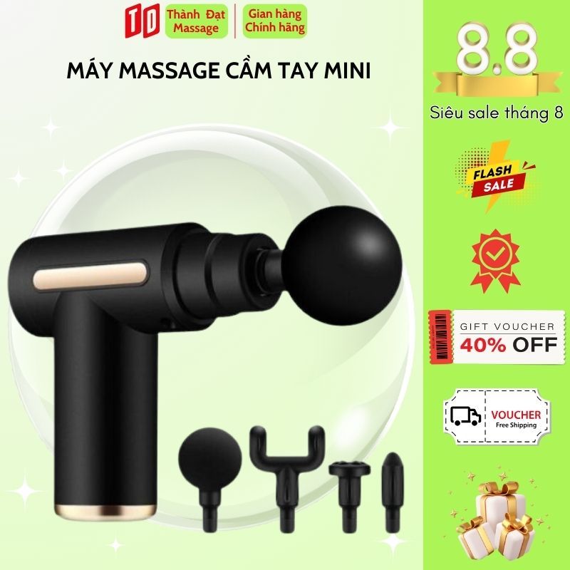 Máy mát xa cầm tay, súng massage Takara KH720 trị liệu toàn thân Với 4 Đầu Thay Thế 6 Cấp Độ BH 12 Tháng
