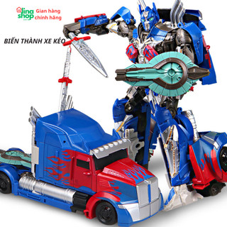 Đồ chơi robot biến hình ôtô mẫu transformer mẫu optimus prime 601A thành siêu nhân xe kéo