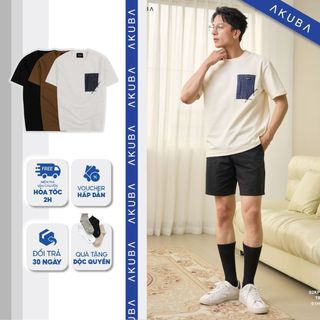 Áo thun nam AKUBA, form regular, chất vải cotton mềm mịn, co giãn tốt, bền màu, khó phai | 02KP0869