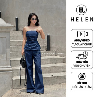 Set Cúp Ngực Quần Suông Tôn Dáng Chất Denim