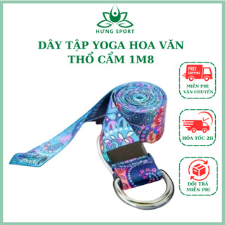Dây tập yoga cotton hoa văn thổ cẩm dài 1m8 ECOYOGA - 3.8cm có chốt móc , chịu lực tốt , hỗ trợ luyện tập trong tập yoga
