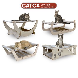 Võng cho mèo chó gỗ 62*39 lắp ghép sang trọng nằm 4 mùa catca