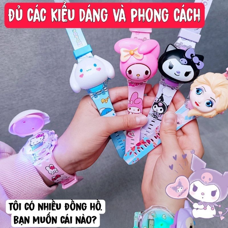 Đồng hồ Kuromi, melody, cinamoroll phát nhạc, phát sáng, vòng tay phát sáng