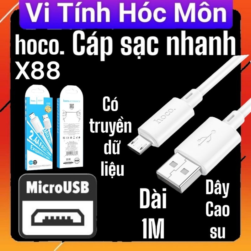 (micro usb) Cáp sạc nhanh 2.4A hoco x88