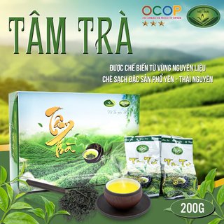  Trà xanh Thái Nguyên - Tâm trà - Trà Việt Thái  Hộp giấy 200gr gồm 20 gói nhỏ bên trong  