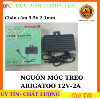 Nguồn Adapter 12V 2A móc treo Arigatoo, adapter cho camera và led, nguồn adapter 12V2A linh kiện chất lượng