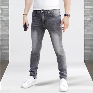 Quần Jean Nam Xám Chống Phai Màu, Lưng Vừa
