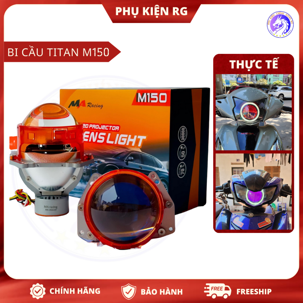 Đèn led bi cầu M150 Ma Racing bản mới v4, Đèn Bi cầu siêu sáng gắn cho Winner, exciter, AB, Future, 