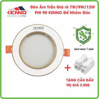 Đèn âm trần Q mạch liền nguồn DOB cao cấp KENNO 7W|9W|12W Viền vàng thẳng Phi 90