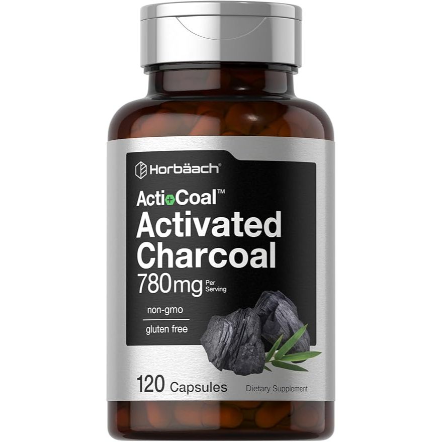 Horbaach Activated Charcoal 780mg - Viên nang than hoạt tính hỗ trợ giải độc và hệ tiêu hóa 120 viên