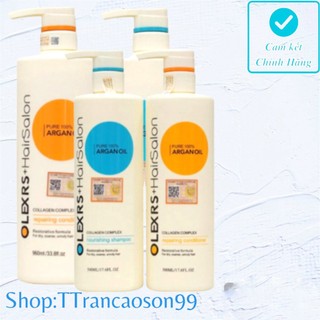 Dầu Gội Xả cao cấp phục hồi tóc hư tổn Olexrs Argan Oil Collagen HairSalon Cặp 960ml Anh