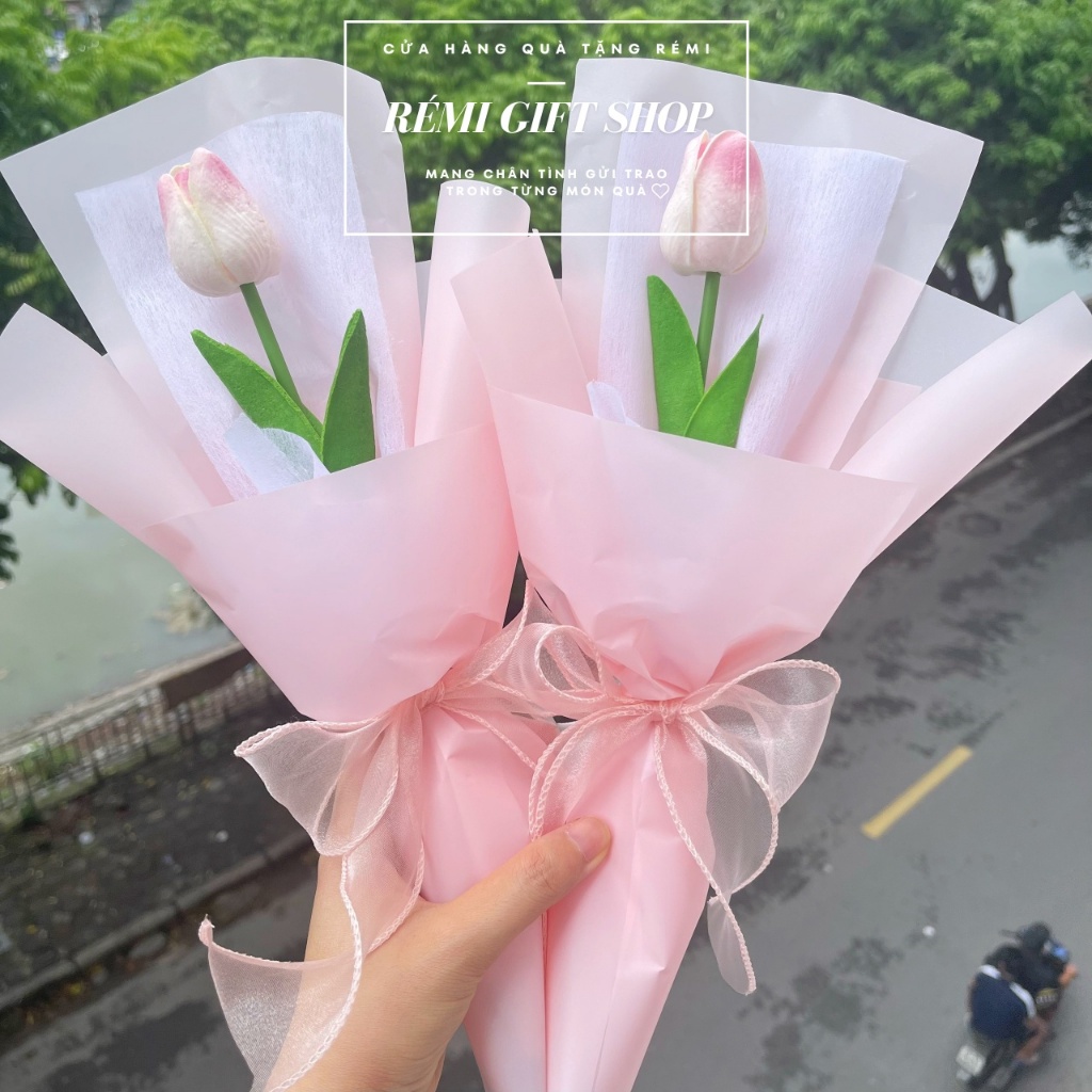 Bó hoa tulip, bó hoa 1 bông, 3 bông xinh xắn