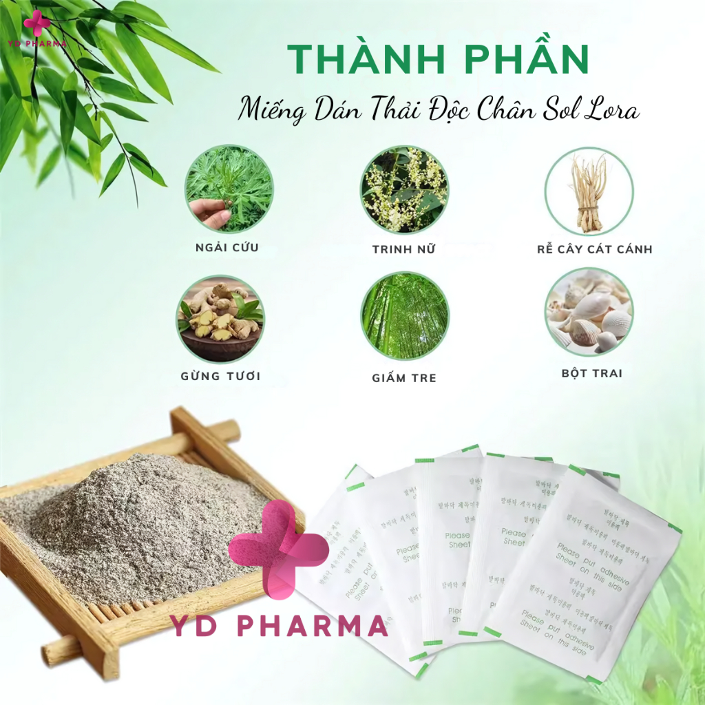 Hộp Miếng Dán Thải Độc Chân Sol Lora, Thải Độc Ngải Cứu, Giảm Đau Nhức, Loại Bỏ Độc Tố Cơ Thể, Ngủ Ngon  | YD Pharma