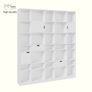 Happy furniture , alva - kệ sách 3 cửa mở 2 ngăn kéo, ksa_072 , 180cm x 28cm x 210cm dxrxc