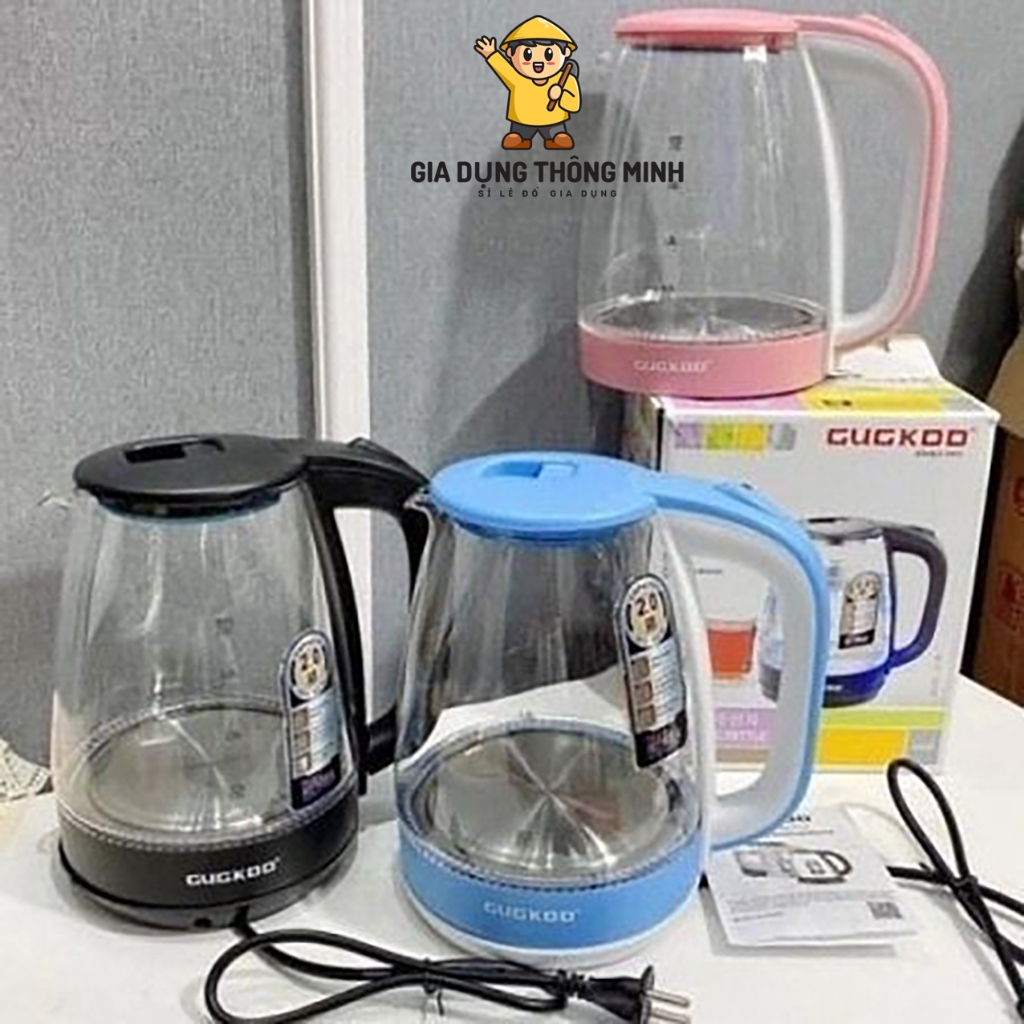 Ấm siêu tốc thủy tinh 2.0L công suất 1500w trong suốt tự ngắt khi sôi