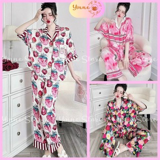 (BIGSIZE <68kg) °Latin Tơ.Tằm° Đồ Pijama Tay Dơi Quần Dài, Bộ ngủ mặc nhà mịn mát Lụa Thiết Kế in 5D Hot Trend Xinh Sang