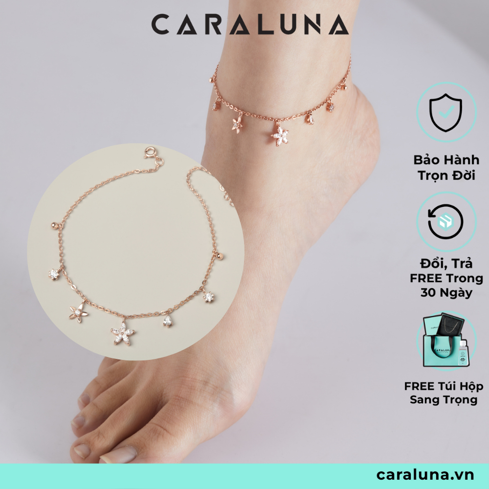 Lắc Chân Bạc 925 CARA LUNA Chùm Hoa Nhỏ Xen Kẽ Đính Đá Lấp Lánh Blossom Flower - VGA03