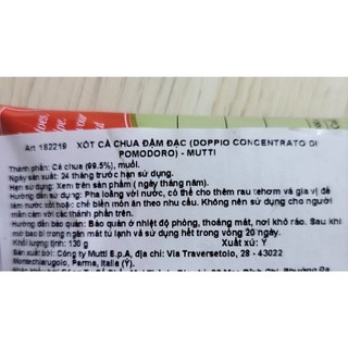 MUTTI [tuýp 130g] SỐT CÀ CHUA ĐẬM ĐẶC 99,5% [ITALIA] Tomato Paste Double Concentrated