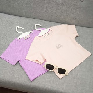 Áo thun gân croptop love more bé gái nexxi