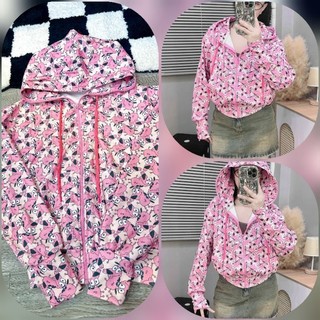 Bst áo khoác thun gân họa tiết hình hottrend