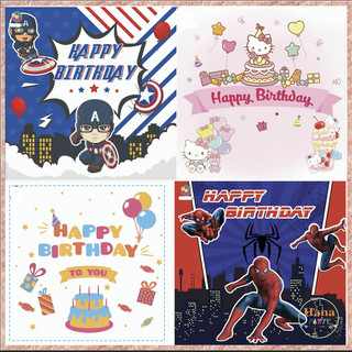 Banner Sinh Nhật Happy Birthday Thảm Vải Phông Nền Treo Tường Trang Trí Sinh Nhật Kiểu Hàn Quốc Hana Party