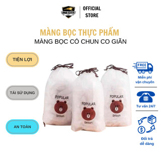 Set 100 màng bọc thực phẩm có chun co giãn - Màng bọc thực phẩm túi gấu có chun bọc co giãn tiện lợi