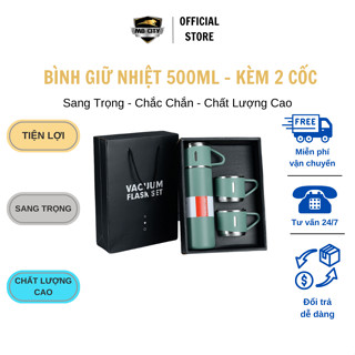  Bình giữ nhiệt 500ml tặng kèm 2 cốc - Sang Trọng - Chắc Chắn - Chất Lượng Cao 