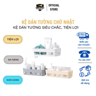 Kệ Dán Tường Chữ Nhật Nhà Tắm, Nhà Bếp Dán Tường Siêu Chắc, Tiện Dụng