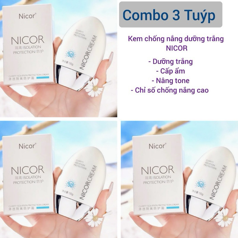Kem Chống Nắng Nicor Nâng Tone Dưỡng Trắng Da Mặt