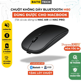 Chuột không dây Bluetooth M80 BATOTECH, 2 chế độ Bluetooth/Wireless, pin sạc dùng 2 tháng, không ồn