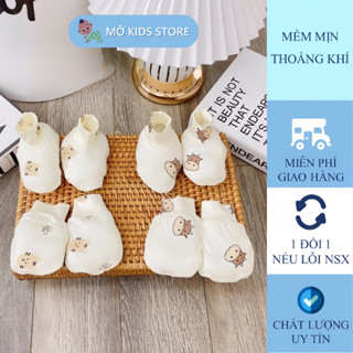 Set bao tay bao chân cho bé sơ sinh, bao tay chân cho bé sơ sinh, thun lạnh peptit mềm mịn cho bé