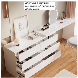 Bàn làm việc, bàn trang điểm có kèm tủ đa năng 6 hộc kéo đẹp xinh