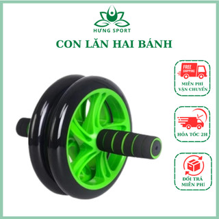 Con Lăn 2 Bánh 24 x 14cm Dụng Cụ Tập Gym Cơ Bụng Tại Nhà Giảm Mỡ Bụng Tăng Cơ Cho Nam Nữ Tặng Kèm Thảm