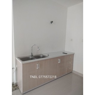 Tủ bếp nhựa đài loan mặt dán gạch men - free ship hcm