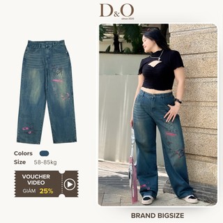 Quần Jean Ống Rộng Bigsize 55-84kg Cạp Cao Tôn Dáng In Họa Tiết Dễ Thương 1175