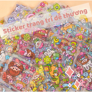 Set 20 tờ sticker cô gái STI87 Bộ 100 miếng dán sticker nhựa PET cute girl trang trí, decor