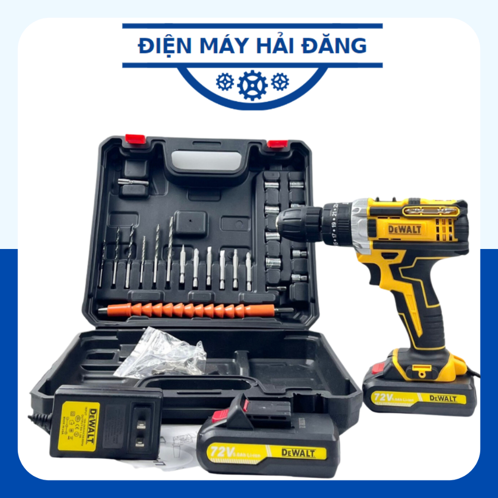 Máy Khoan Pin Dewalt 72v, Máy Khoan Cầm Tay 3 Chức Năng Có Búa Tặng Kèm Phụ Kiện 24 Chi Tiết