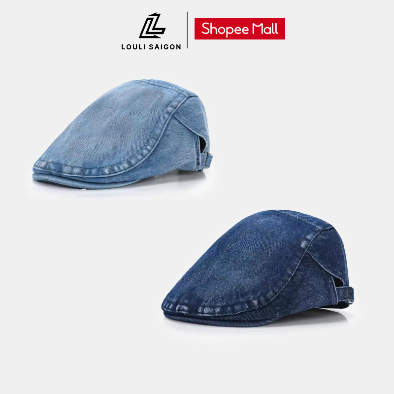 Mũ beret denim LOULI SAIGON phong cách retro cho nam nữ BR01