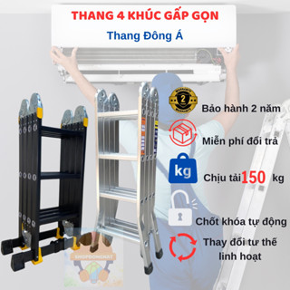 {Hàng Dày} Thang Gấp 4 Đoạn chữ M_Thang Nhôm DoNa_Tải Trọng 300kg_ Sử Dụng 14 Tư Thế_Bảo hành 2 năm.