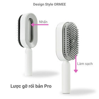 Lược chải tóc ORMEE bản pro làm sạch bằng 1 nút bấm, túi khí trung tâm, gỡ rối tóc, massage da đầu