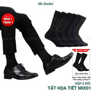Hộp 5 đôi vớ cổ cao nam đi giày tây công sở Mr.Socks mẫu MIX01, chất cotton cao cấp, thoáng khí - GOM-MIX01-CB5
