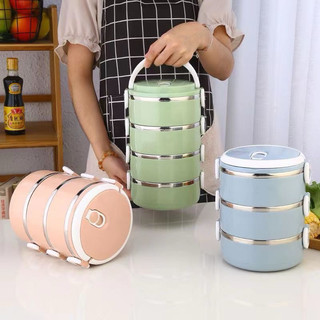 Cặp lồng cơm giữ nhiệt 4 tầng lúa mạch ruột inox, hộp đựng cơm giữ nhiệt cao cấp, hộp đựng cơm inox tiện dụng💓