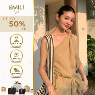 Đầm chéo vai dáng suông Emili đầm không tay dáng dài đi tiệc kểu nữ