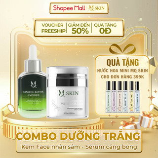 Combo dưỡng da kem face nhân sâm - serum căng bóng mq skin