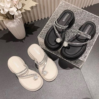 🌷 dép xỏ ngón dép sandal đính đá đế cao mùa hè 2024