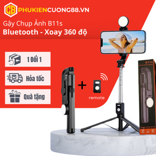  Tripod điện thoại Gậy chụp ảnh 3 chân Remote có đèn led B11S đỡ điện thoại quay video chụp hình 