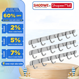 Thanh 8 Móc Treo Tường Inox SHODWE, Móc Treo Quần Áo Gắn Tường