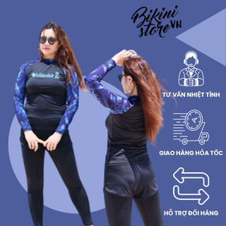 BikiniStoreVn : Đồ bơi big size nữ kín đáo S20 - Đồ bơi 5 món tay dài quần đùi dài 70kg 80kg - Đồ tắm biển nữ big size