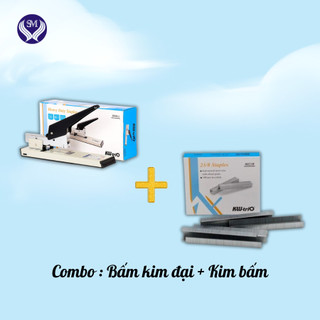 Combo máy bấm kim số đại KW-Trio 50SA + Ghim Bấm 23/8 - Chính hãng bấm được 100 tờ, dụng cụ văn phòng phẩm chuyên dụng