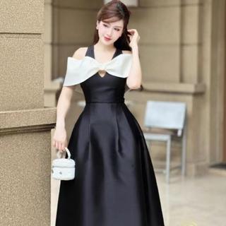 Đầm tiệc dáng dài phối nơ bigsize 60 đến 90 ký